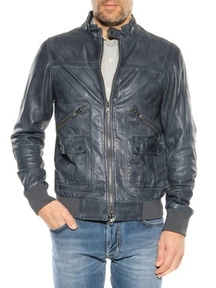 Leather jacket Bully dark blue